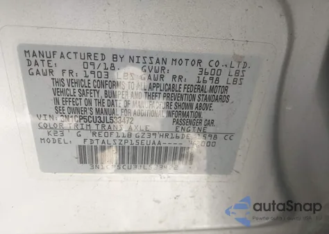 2018 Nissan Kicks Sv из США, поврежденный, VIN 3N1CP5CU3JL533472